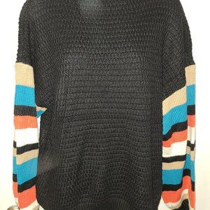 So Chic Black and Striped Sweater Sz L